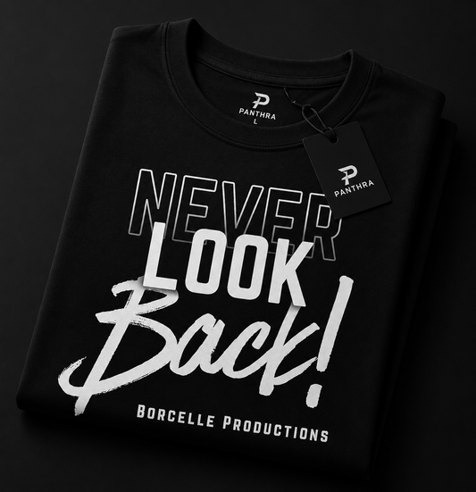 Never Look Back Motivational Graphic T-Shirt – Inspirational Quote Streetwear Oversized Tee | PANTHRA