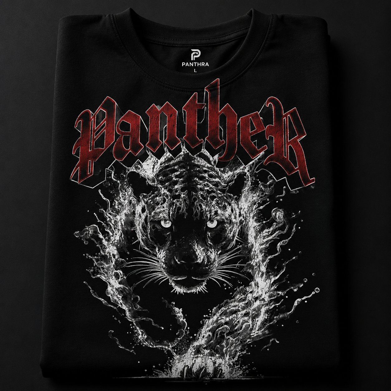 Panther Gothic Oversized T-Shirt | Dark Panther Graphic Tee | Premium Cotton Streetwear | PANTHRA