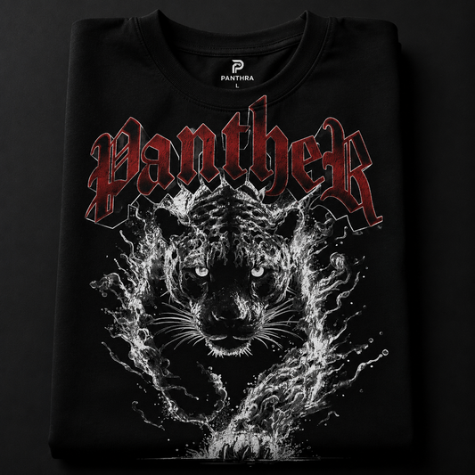Panther Gothic Oversized T-Shirt | Dark Panther Graphic Tee | Premium Cotton Streetwear | PANTHRA