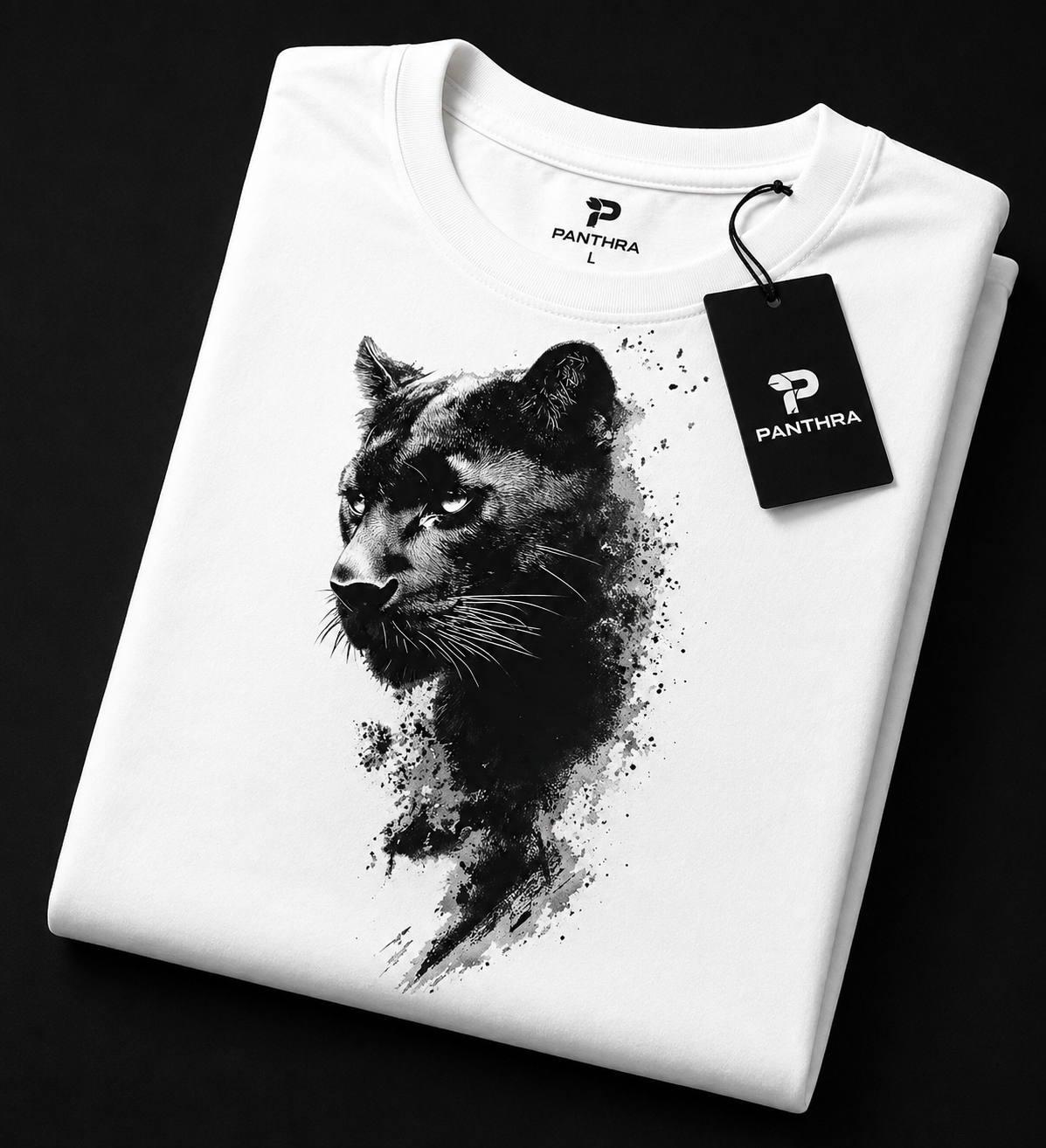 Black Panther Ink Splash Graphic T-Shirt – Minimal Wildlife Streetwear Oversized Tee | PANTHRA