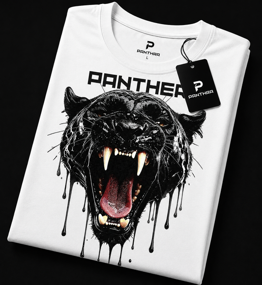 Roaring Black Panther Graphic T-Shirt – Dripping Ink Wildlife Streetwear Oversized Tee | PANTHRA