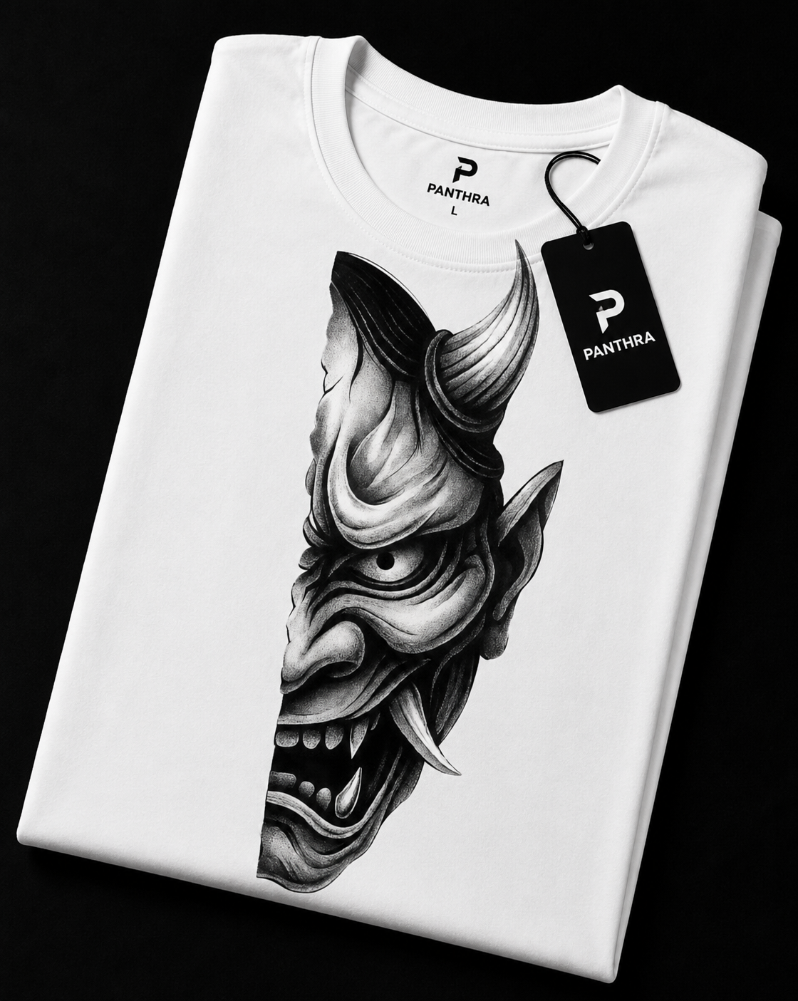 Half Oni Mask Graphic Oversized T-Shirt