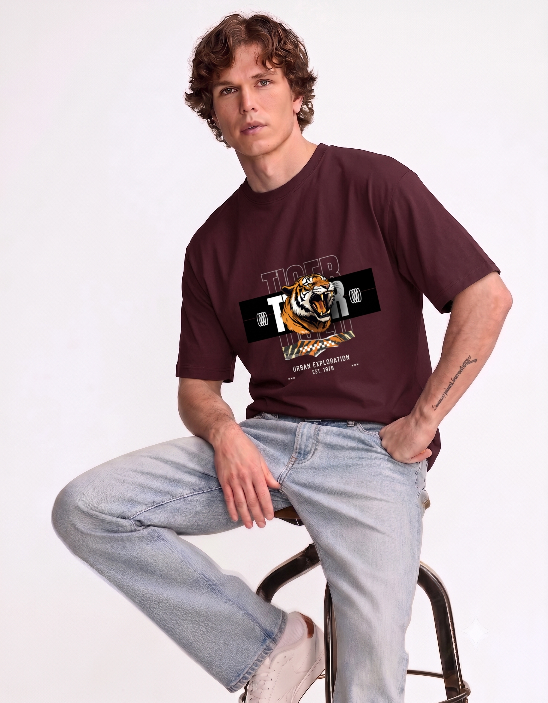 Roaring Tiger Graphic T-Shirt – Fierce Wild Animal Streetwear Oversized Tee | PANTHRA