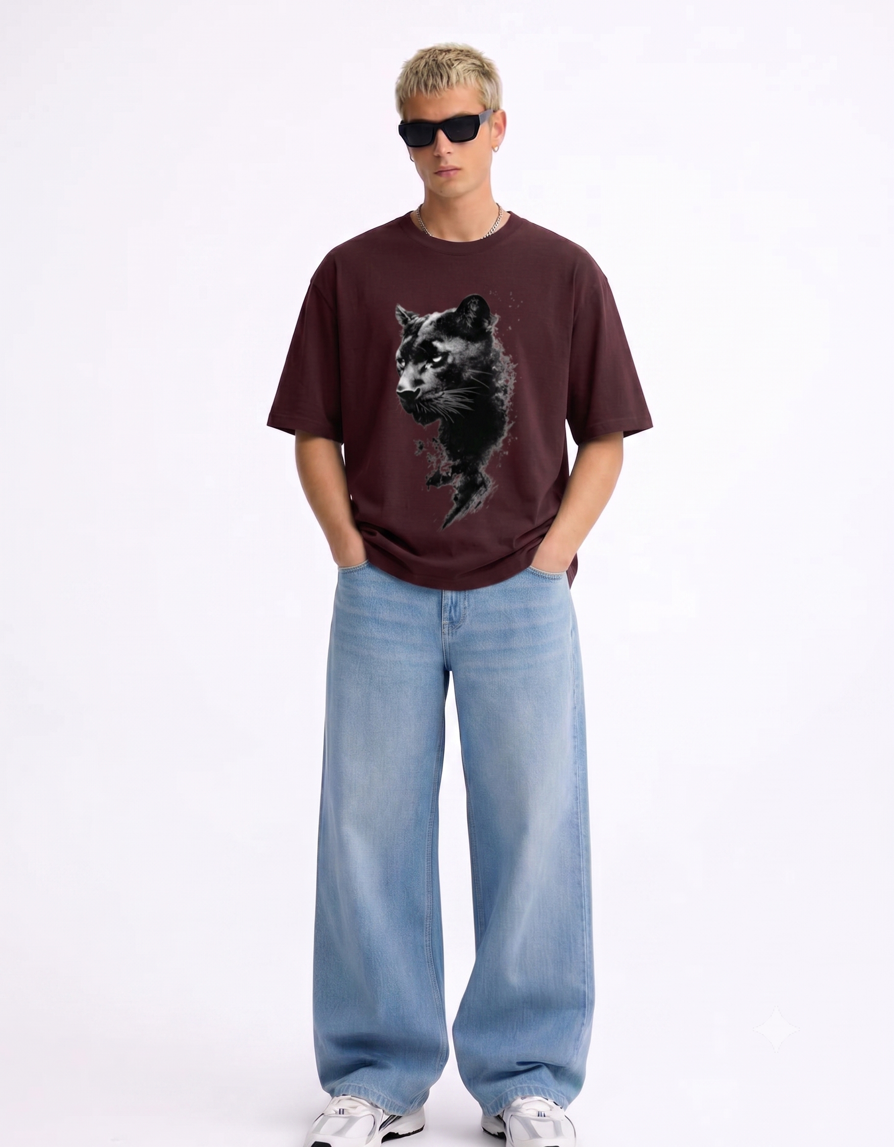 Black Panther Ink Splash Graphic T-Shirt – Minimal Wildlife Streetwear Oversized Tee | PANTHRA